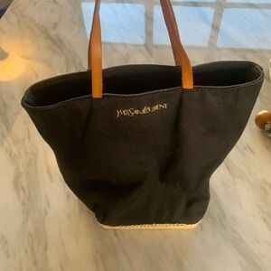 Yves Saint Laurent Black Tote with Brown Handles